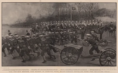 The Review before the Queen in Phoenix Park, Bluejackets doubling past the Saluting Point